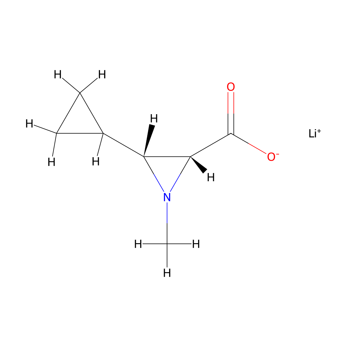 Lithium (2R,3R)-3-Cyclopropyl-1-methylaziridine-2-carboxylate molecular structure, CAS 2864383-31-1