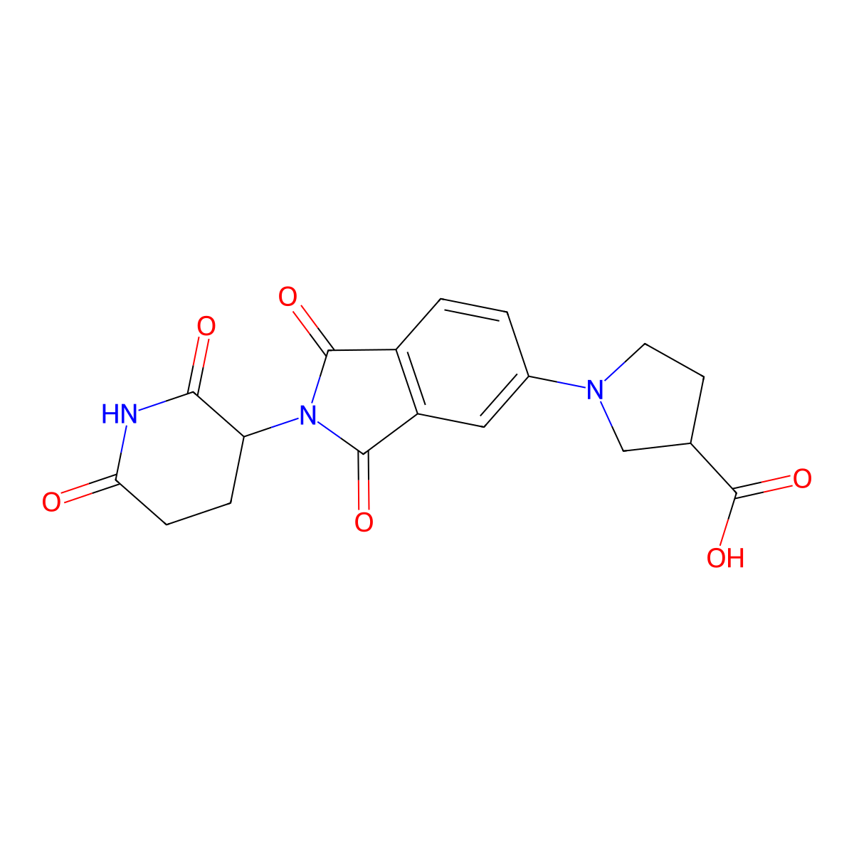 1-[2-(2,6-dioxopiperidin-3-yl)-1,3-dioxo-2,3-dihydro-1H-isoindol-5-yl]pyrrolidine-3-carboxylic acid molecular structure, CAS 2864408-82-0