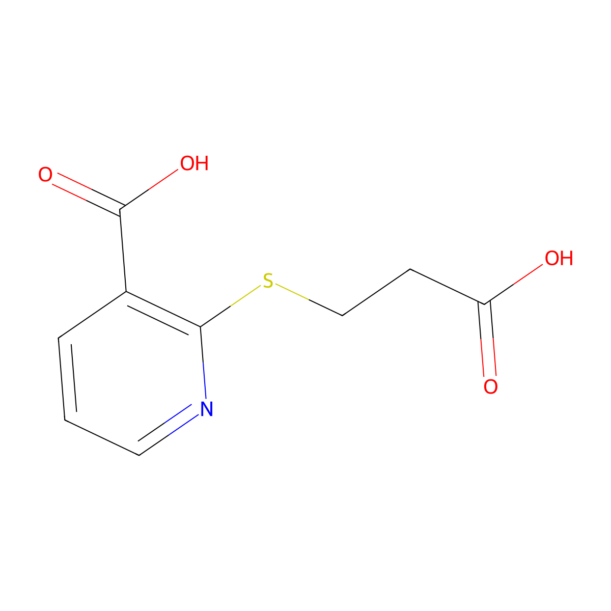 2-[(2-Carboxyethyl)sulfanyl]nicotinic acid molecular structure, CAS 286472-02-4