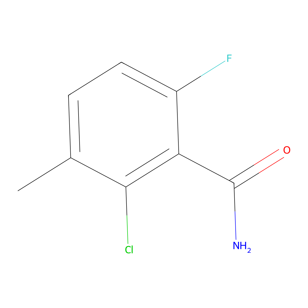 2-Chloro-6-fluoro-3-methylbenzamide molecular structure, CAS 286474-60-0