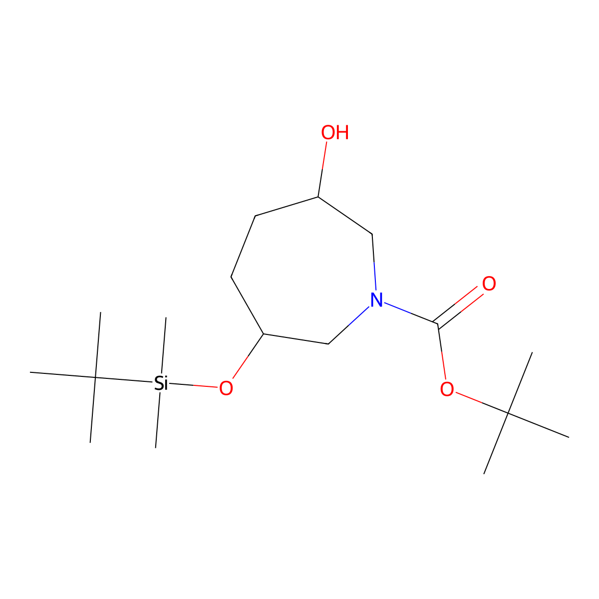 Tert-butyl (3S,6S)-3-[tert-butyl(dimethyl)silyl]oxy-6-hydroxy-azepane-1-carboxylate molecular structure, CAS 2865073-15-8