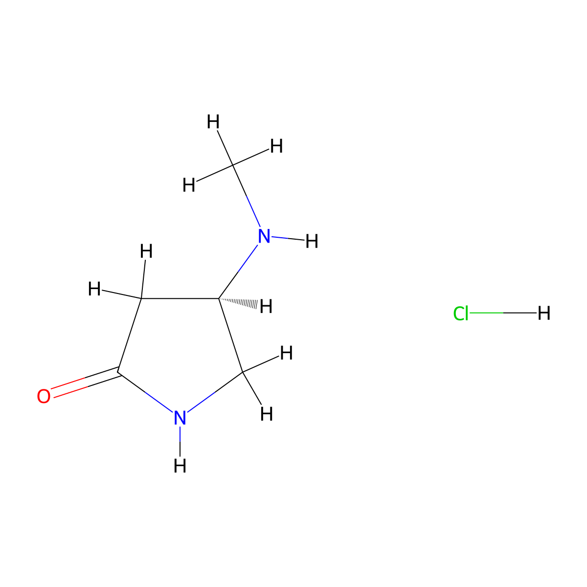(4R)-4-(methylamino)pyrrolidin-2-one;hydrochloride molecular structure, CAS 2865073-22-7