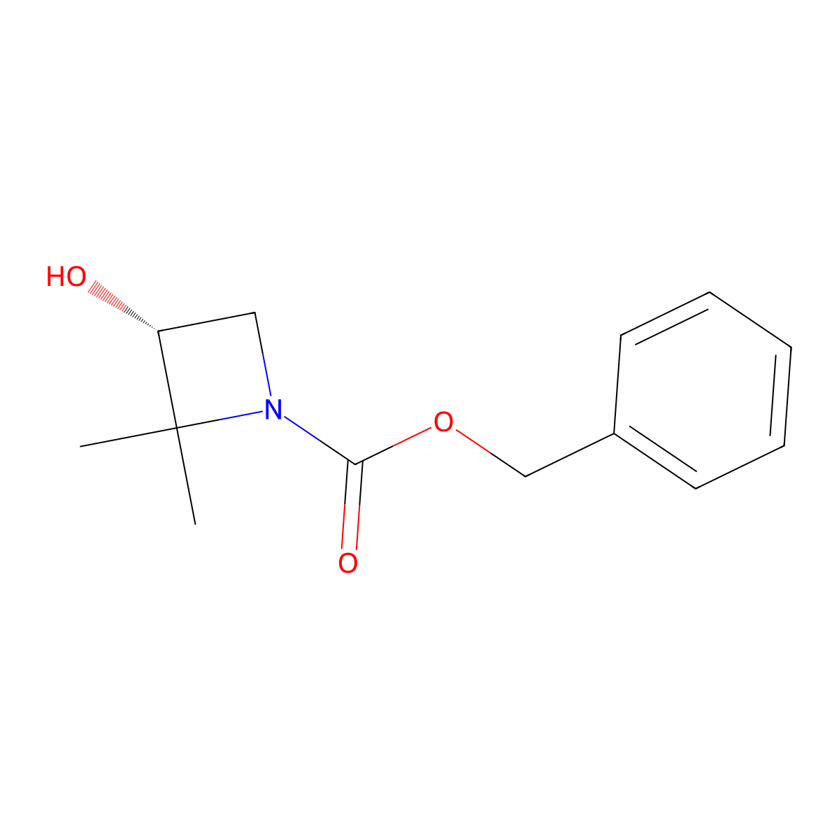 Benzyl (3R)-3-hydroxy-2,2-dimethyl-azetidine-1-carboxylate molecular structure, CAS 2865073-27-2