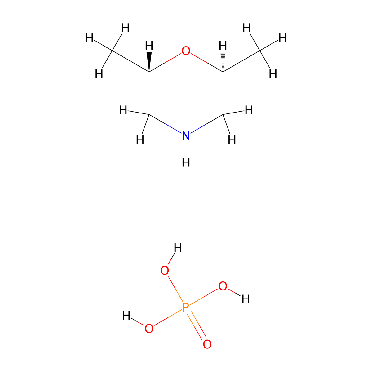 (2S,6S)-2,6-dimethylmorpholine;phosphoric acid molecular structure, CAS 2865073-29-4