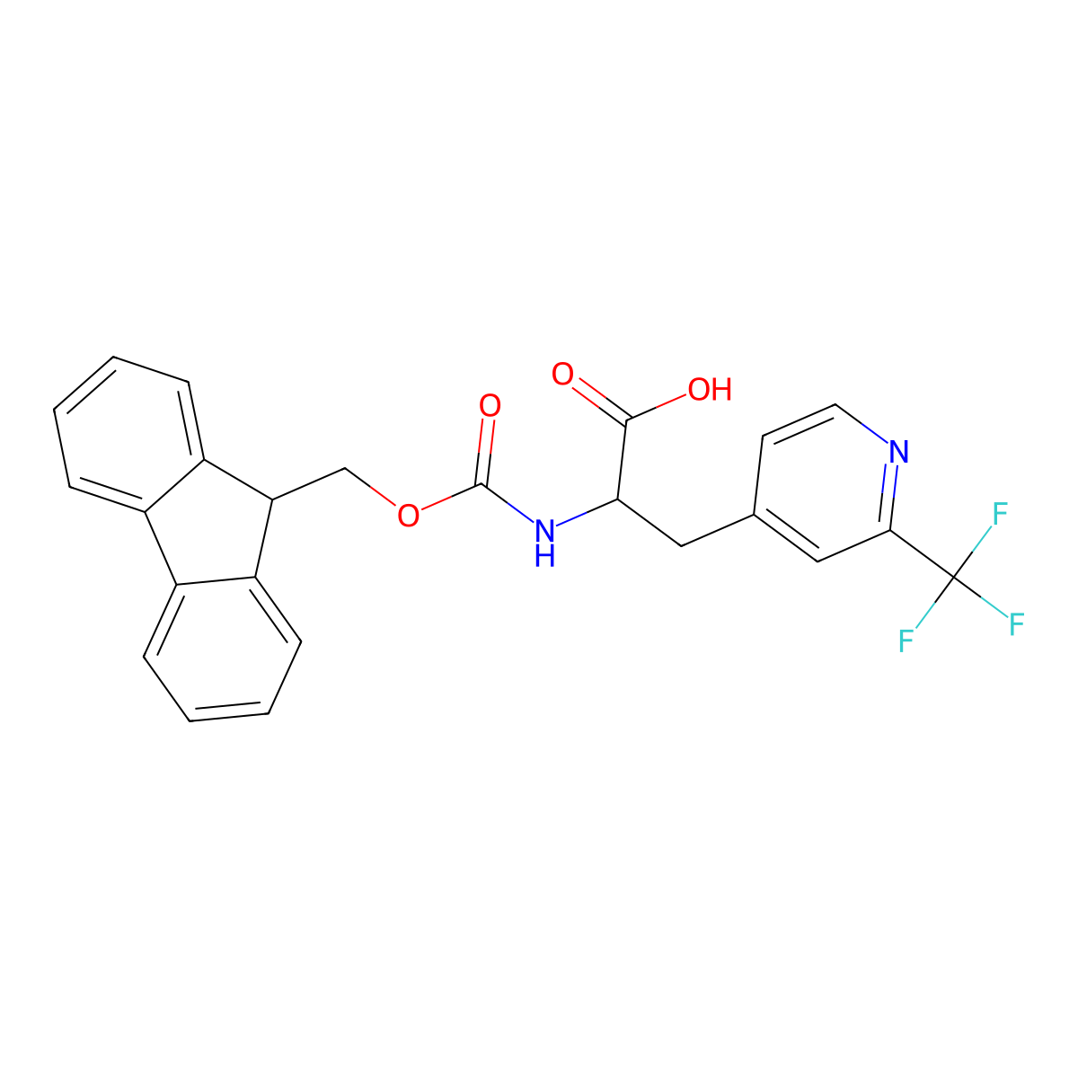 (S)-2-((((9H-Fluoren-9-yl)methoxy)carbonyl)amino)-3-(2-(trifluoromethyl)pyridin-4-yl)propanoic acid molecular structure, CAS 2865105-52-6