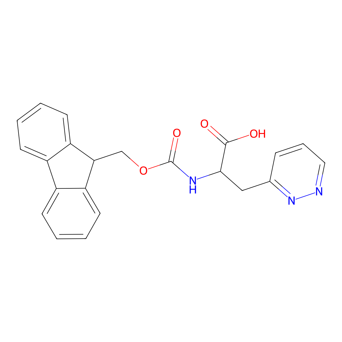 (2S)-2-(9H-fluoren-9-ylmethoxycarbonylamino)-3-pyridazin-3-ylpropanoic acid molecular structure, CAS 2865105-69-5