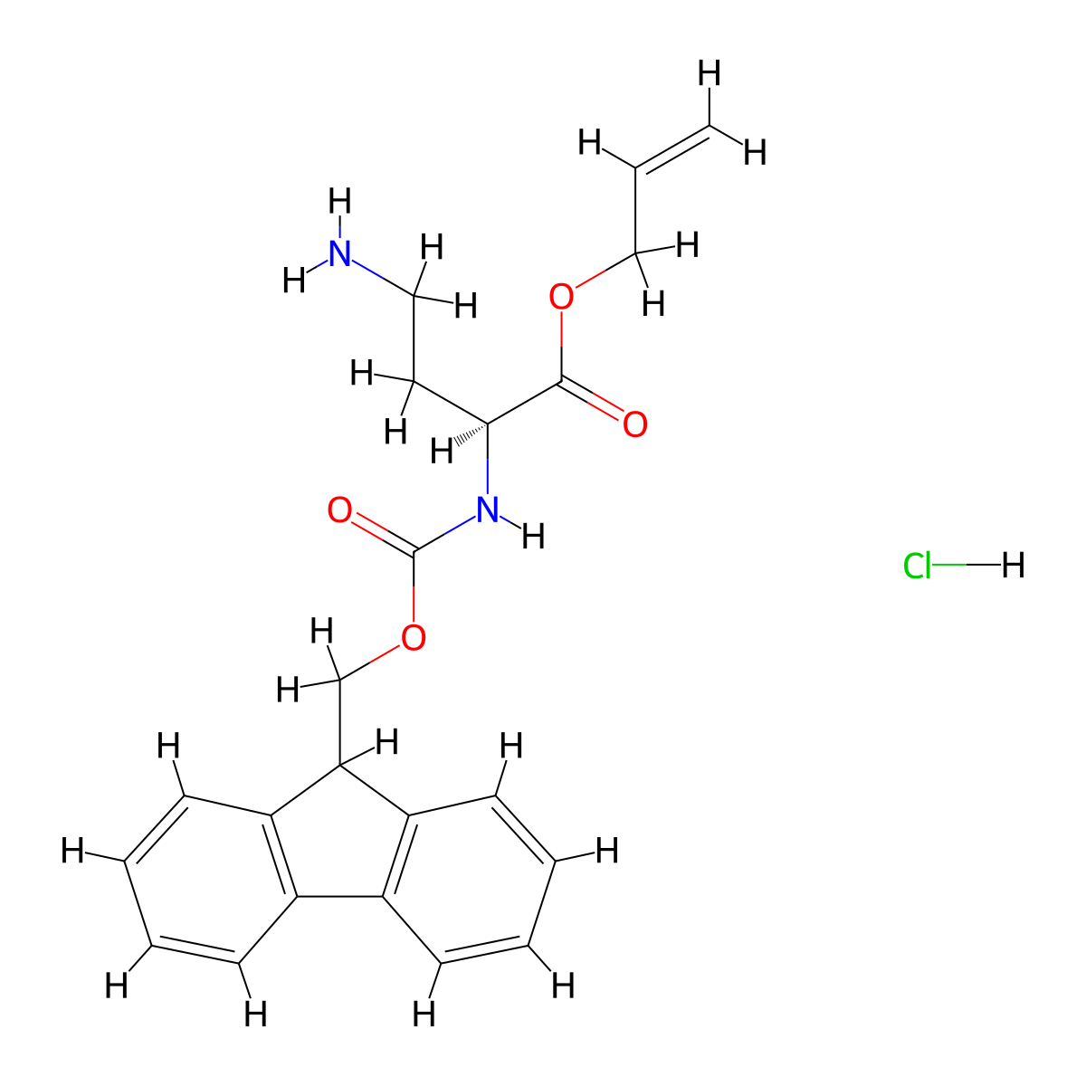 Allyl (S)-2-((((9H-fluoren-9-yl)methoxy)carbonyl)amino)-4-aminobutanoate hydrochloride molecular structure, CAS 2865105-79-7