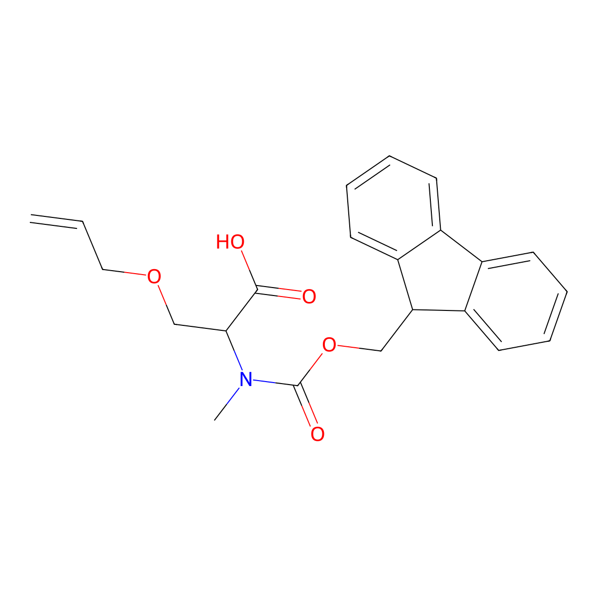 (2S)-3-allyloxy-2-[9H-fluoren-9-ylmethoxycarbonyl(methyl)amino]propanoic acid molecular structure, CAS 2865160-62-7
