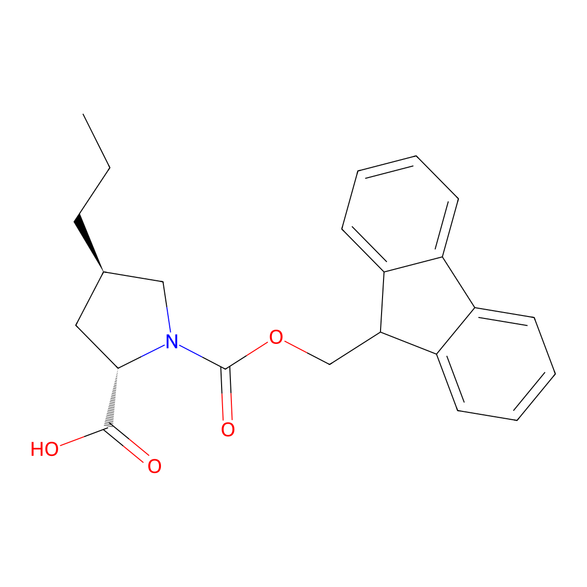(2S,4R)-1-(9H-fluoren-9-ylmethoxycarbonyl)-4-propyl-pyrrolidine-2-carboxylic acid molecular structure, CAS 2865160-65-0