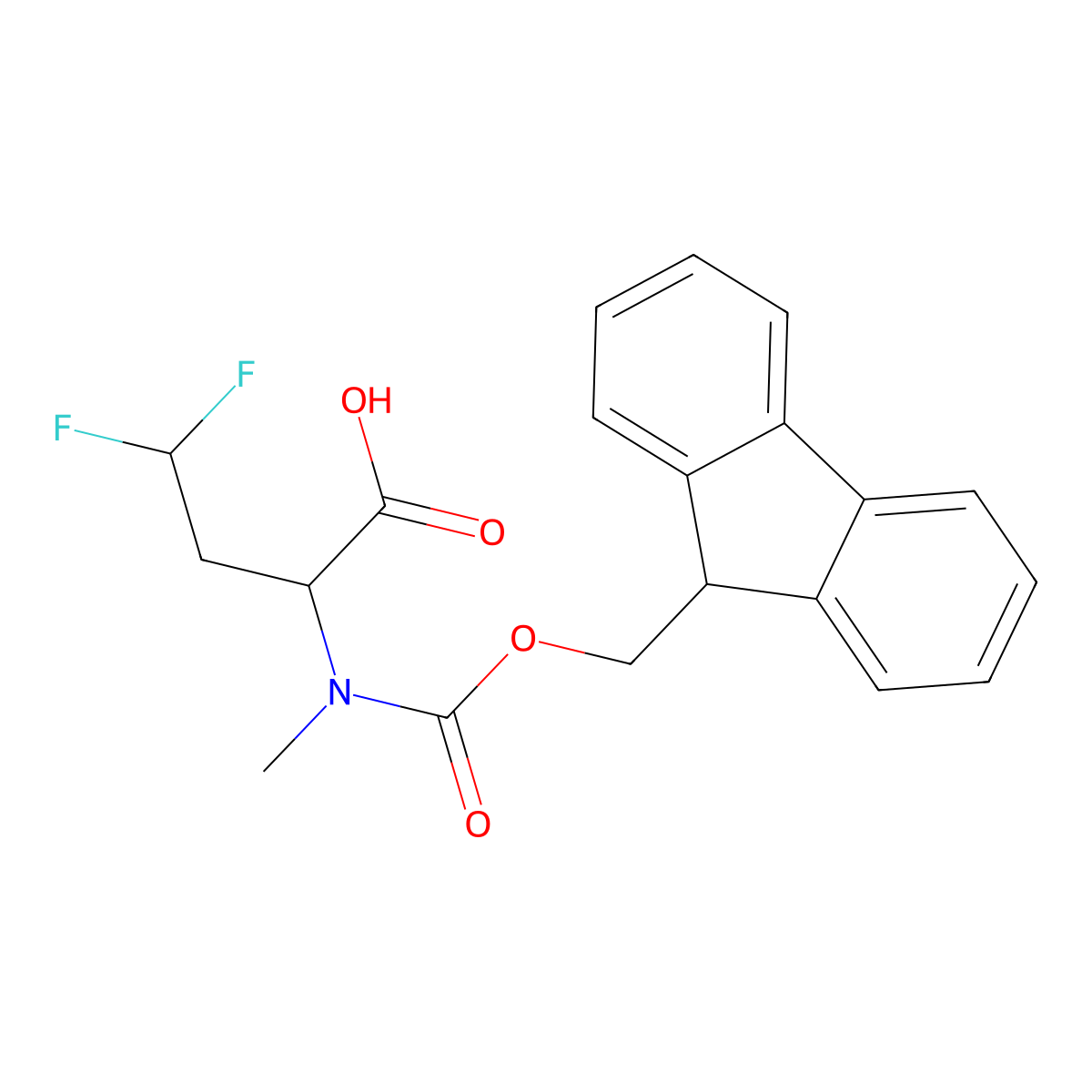 (S)-2-((((9H-Fluoren-9-YL)methoxy)carbonyl)(methyl)amino)-4,4-difluorobutanoic acid molecular structure, CAS 2865160-67-2