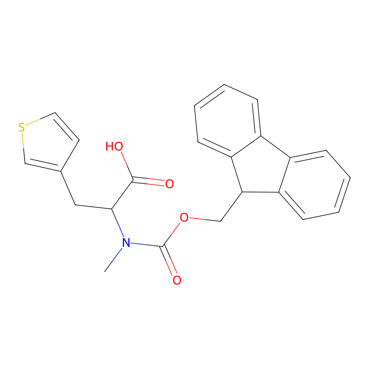 (2S)-2-[9H-fluoren-9-ylmethoxycarbonyl(methyl)amino]-3-(3-thienyl)propanoic acid molecular structure, CAS 2865160-68-3