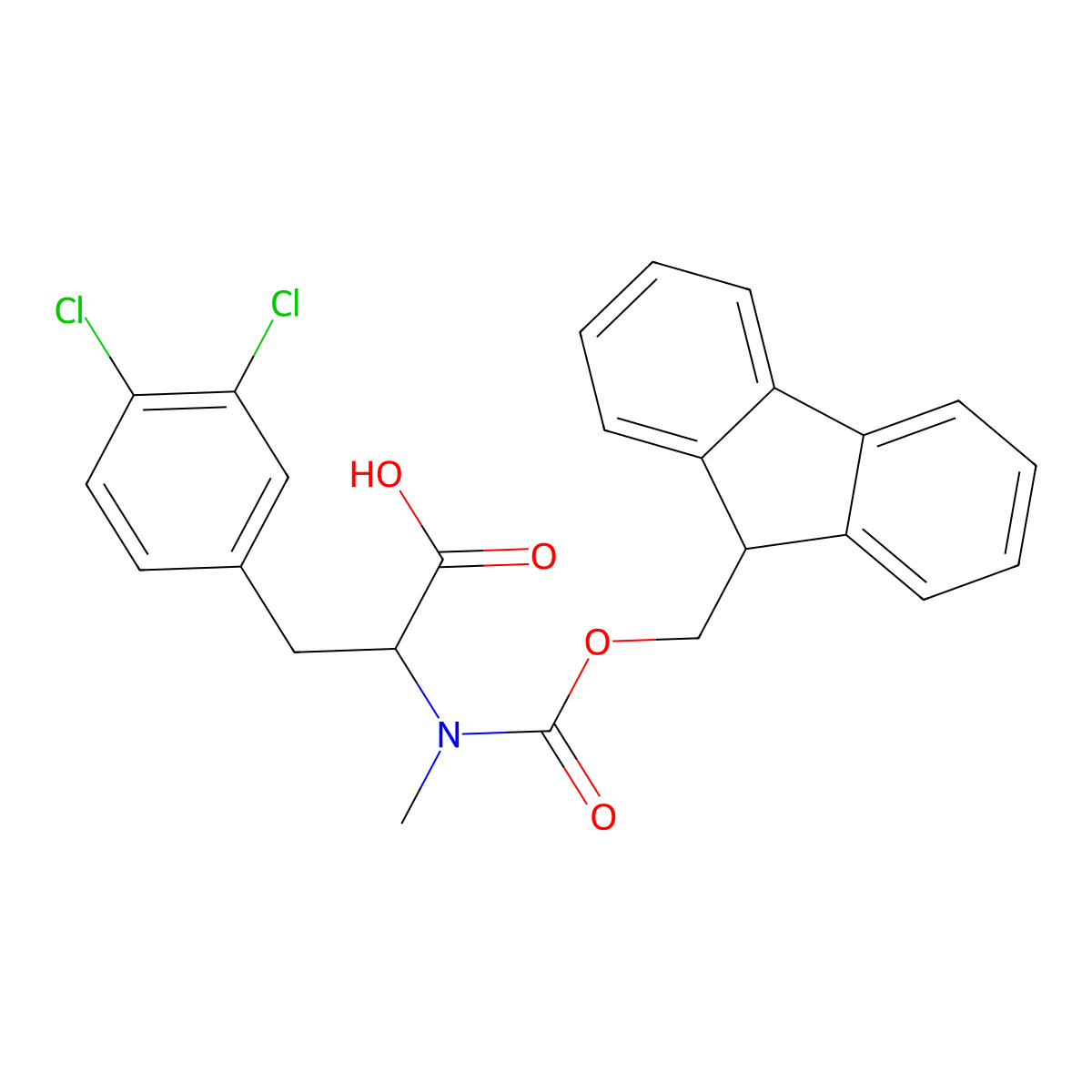 N-Fmoc-N-methyl-3,4-dichloro-L-phenylalanine molecular structure, CAS 2865160-69-4