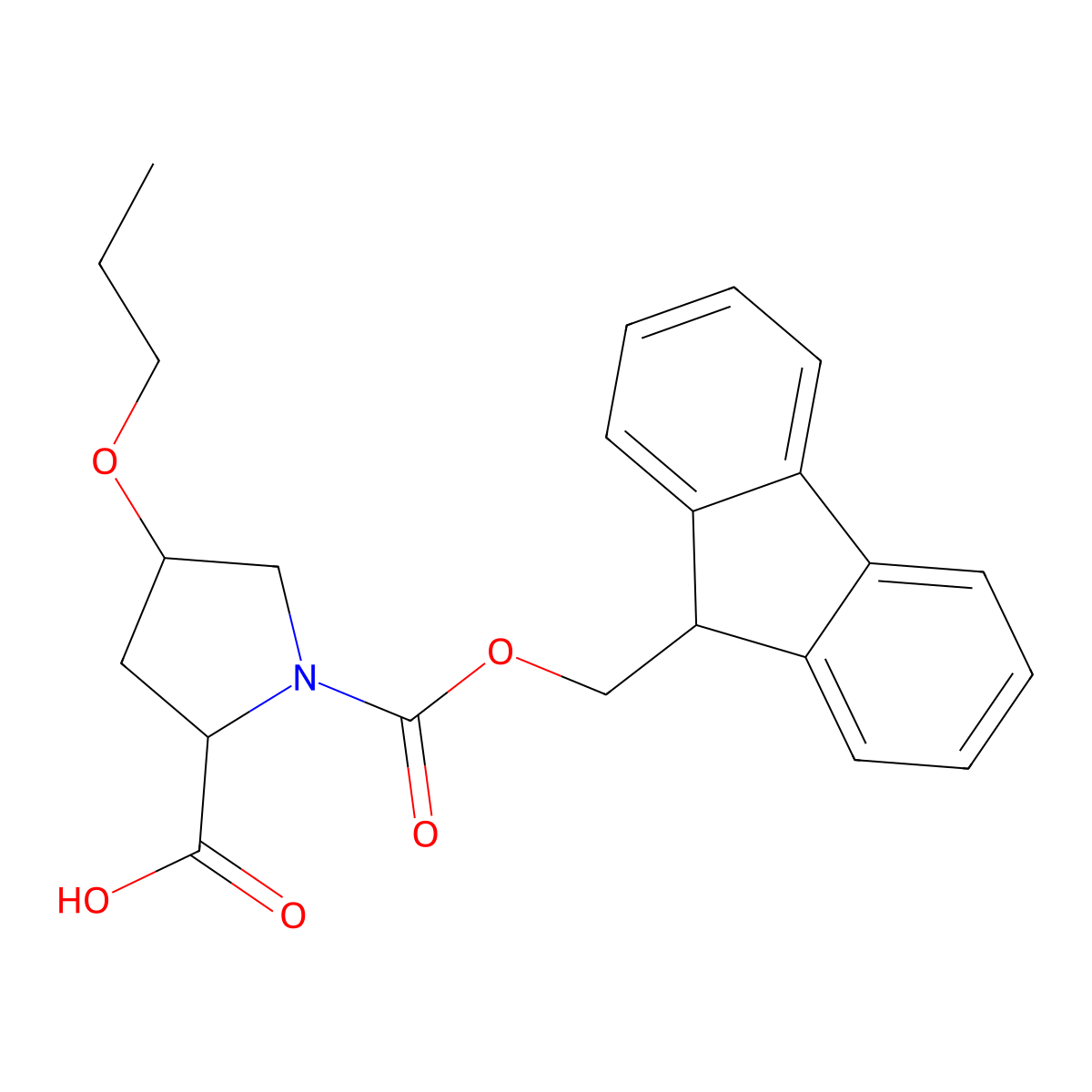 Fmoc-(4R)-4-propoxy-L-proline molecular structure, CAS 2865160-81-0