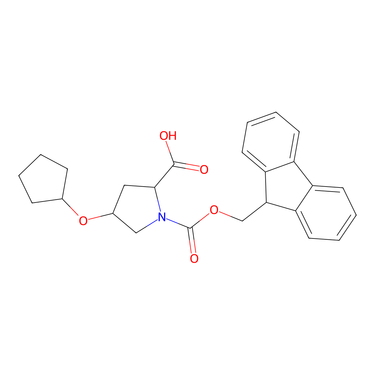 (2S,4R)-1-(((9H-Fluoren-9-yl)methoxy)carbonyl)-4-(cyclopentyloxy)pyrrolidine-2-carboxylic acid molecular structure, CAS 2865160-99-0