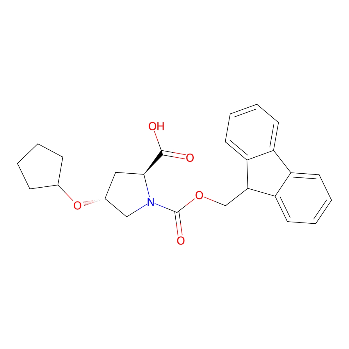 (2S,4R)-1-(((9H-Fluoren-9-yl)methoxy)carbonyl)-4-(cyclopentyloxy)pyrrolidine-2-carboxylic acid molecular structure, CAS 2865160-99-0
