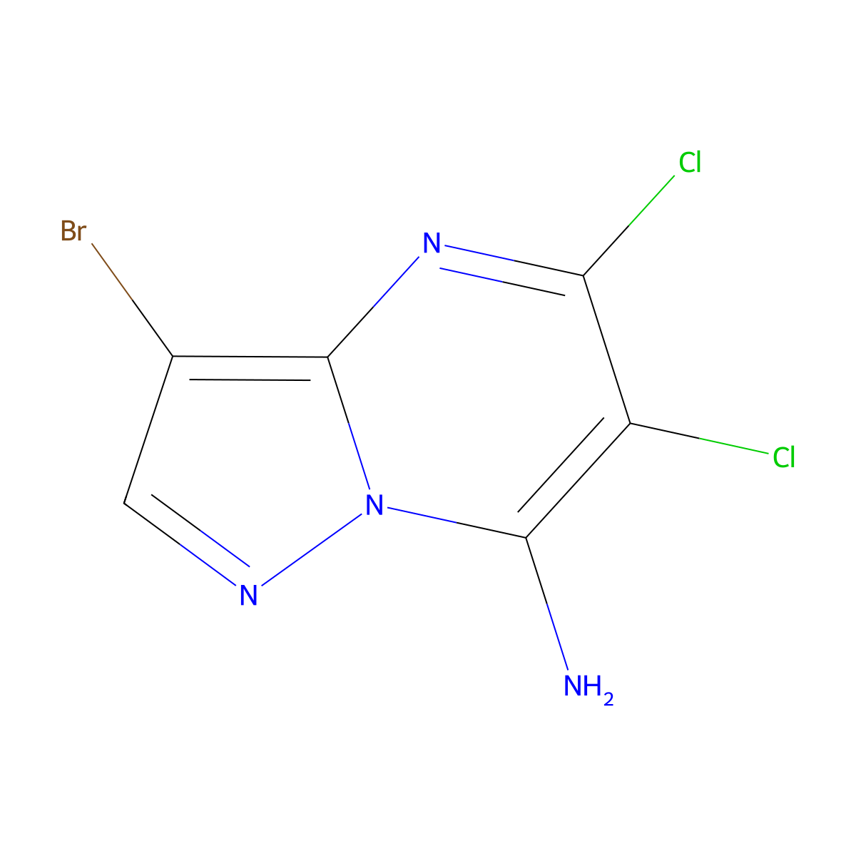 3-Bromo-5,6-dichloropyrazolo[1,5-A]pyrimidin-7-amine molecular structure, CAS 2865208-89-3