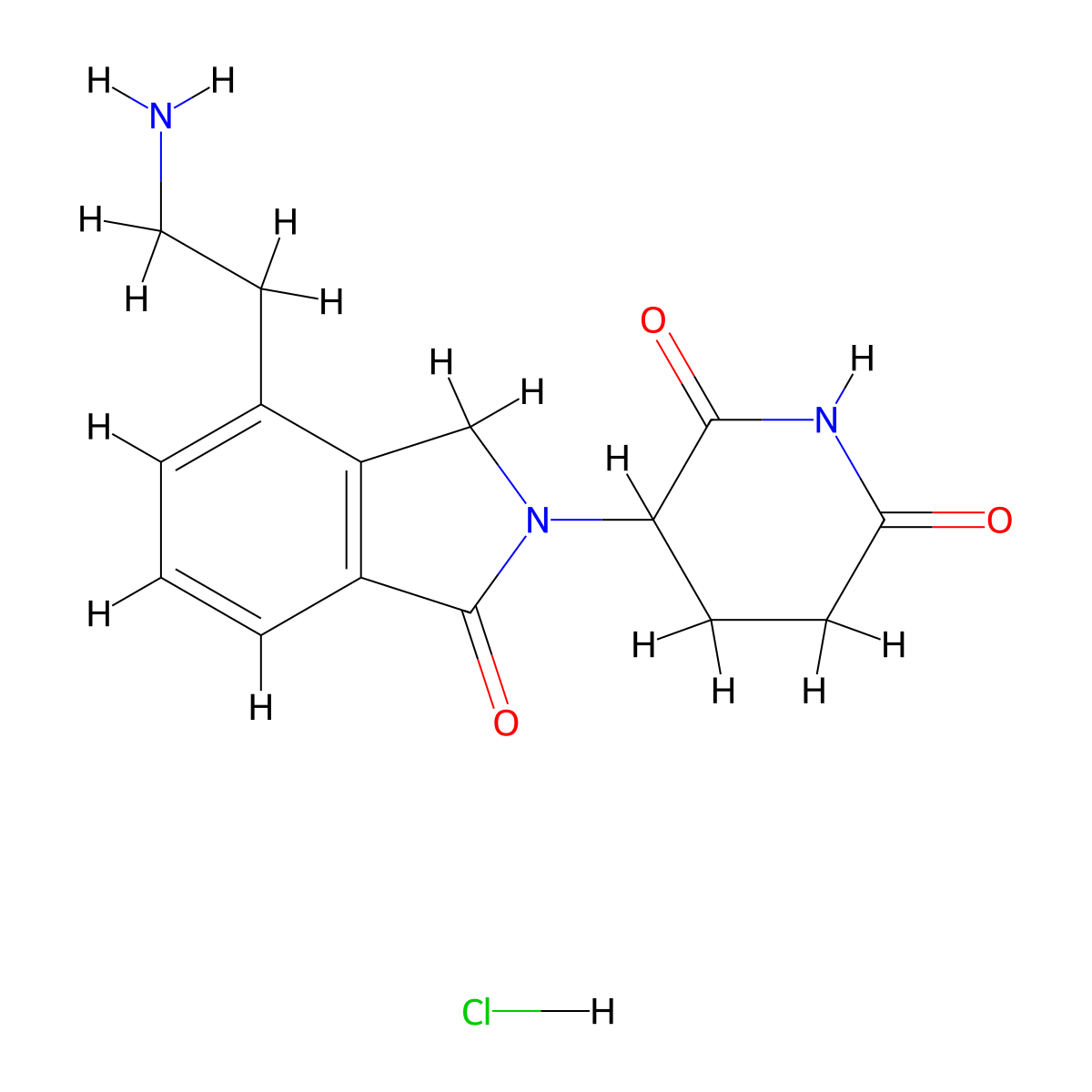 3-[4-(2-aminoethyl)-1-oxo-2,3-dihydro-1H-isoindol-2-yl]piperidine-2,6-dione hydrochloride molecular structure, CAS 2866110-10-1