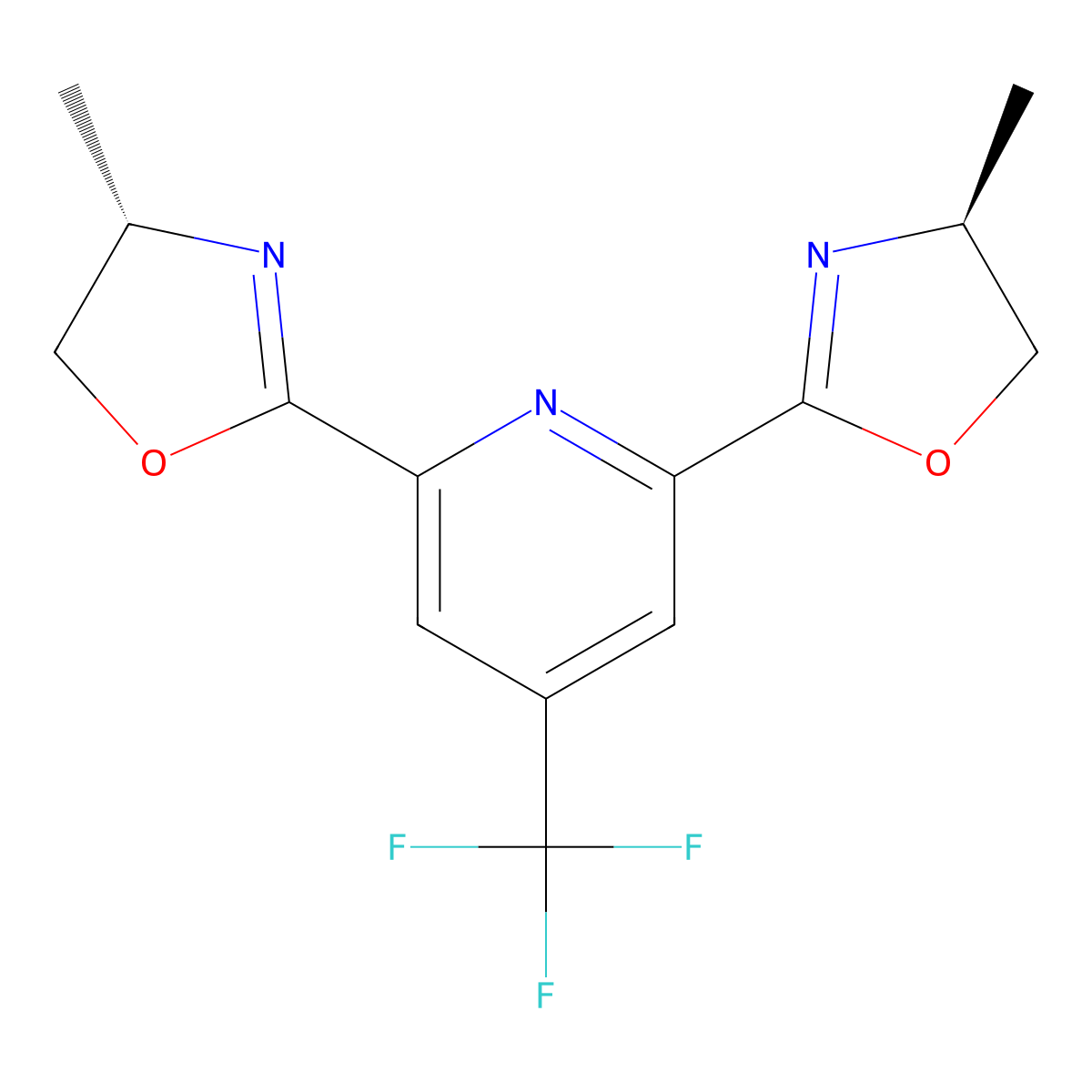(4S,4'S)-2,2'-(4-(Trifluoromethyl)pyridine-2,6-diyl)bis(4-methyl-4,5-dihydrooxazole) molecular structure, CAS 2866174-39-0
