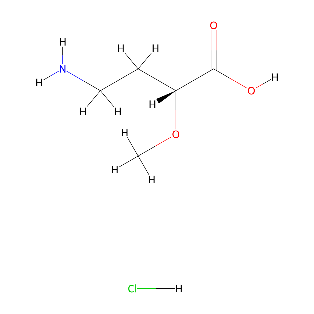 (2R)-4-amino-2-methoxybutanoic acid hydrochloride molecular structure, CAS 2866253-57-6