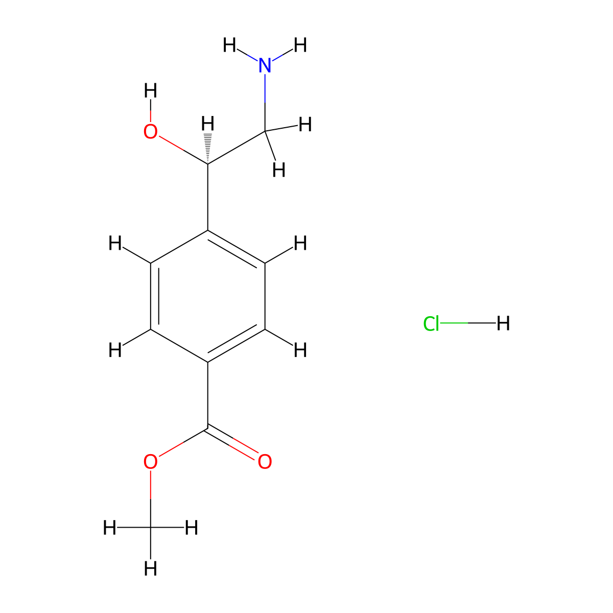 methyl 4-[(1R)-2-amino-1-hydroxyethyl]benzoate hydrochloride molecular structure, CAS 2866253-65-6