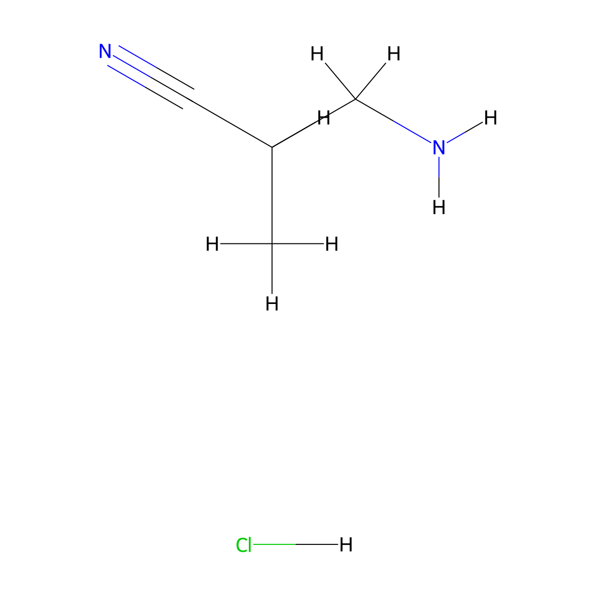 (2R)-3-amino-2-methylpropanenitrile hydrochloride molecular structure, CAS 2866253-70-3
