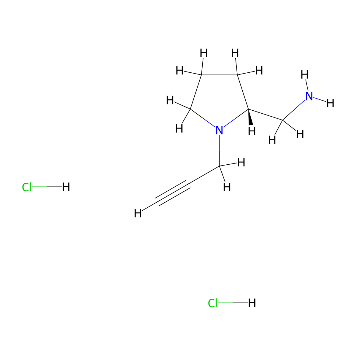 1-[(2R)-1-(prop-2-yn-1-yl)pyrrolidin-2-yl]methanamine dihydrochloride molecular structure, CAS 2866253-98-5