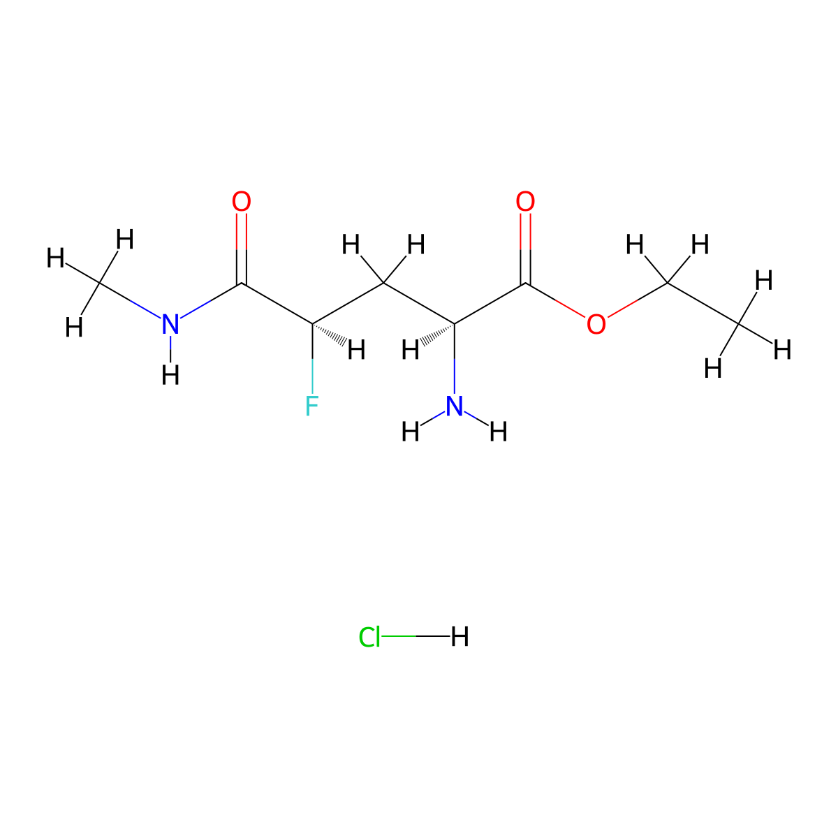 ethyl (2S,4R)-2-amino-4-fluoro-4-(methylcarbamoyl)butanoate hydrochloride molecular structure, CAS 2866254-20-6