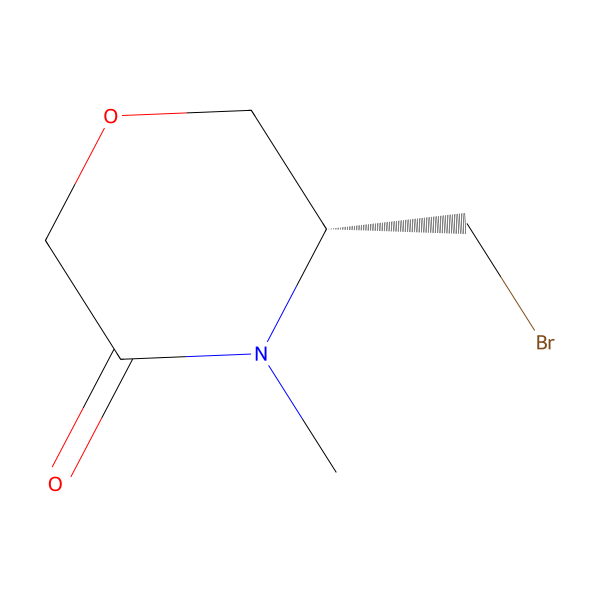 (5R)-5-(bromomethyl)-4-methylmorpholin-3-one molecular structure, CAS 2866254-28-4