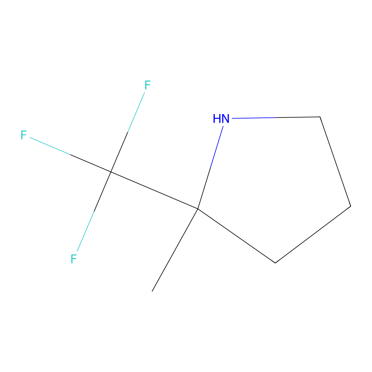 (2R)-2-methyl-2-(trifluoromethyl)pyrrolidine molecular structure, CAS 2866254-34-2