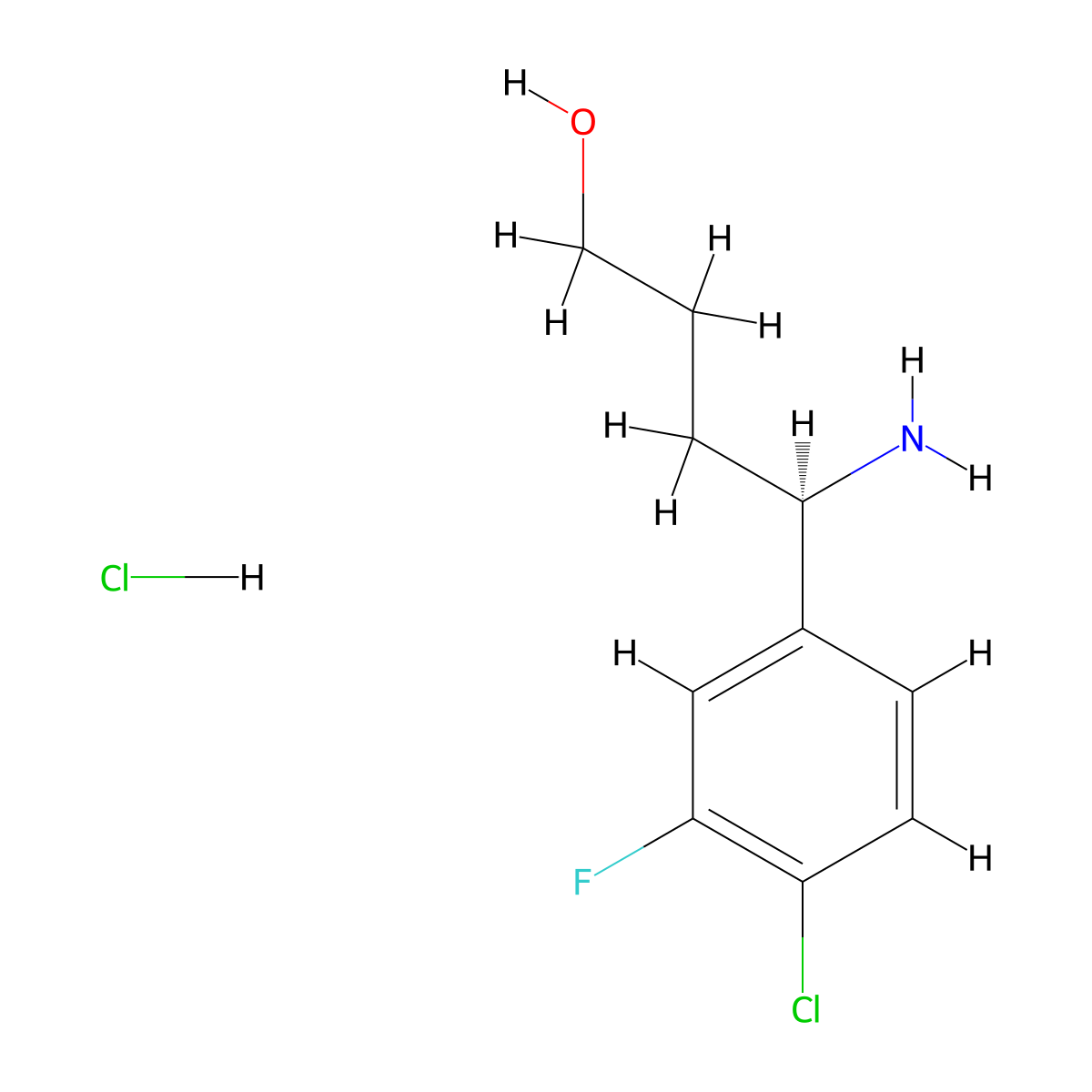 (4R)-4-amino-4-(4-chloro-3-fluorophenyl)butan-1-ol hydrochloride molecular structure, CAS 2866254-47-7
