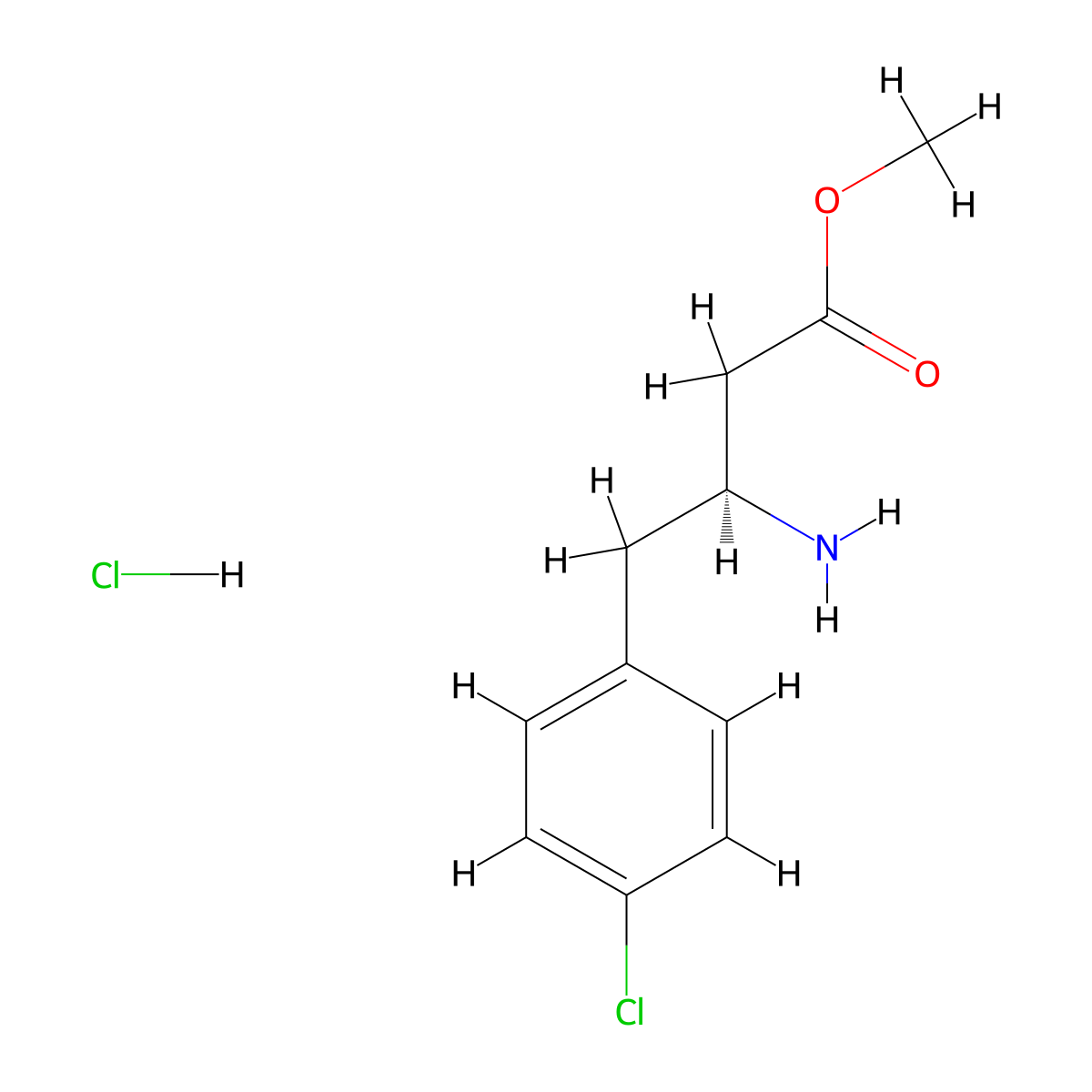 methyl (3S)-3-amino-4-(4-chlorophenyl)butanoate hydrochloride molecular structure, CAS 2866254-53-5