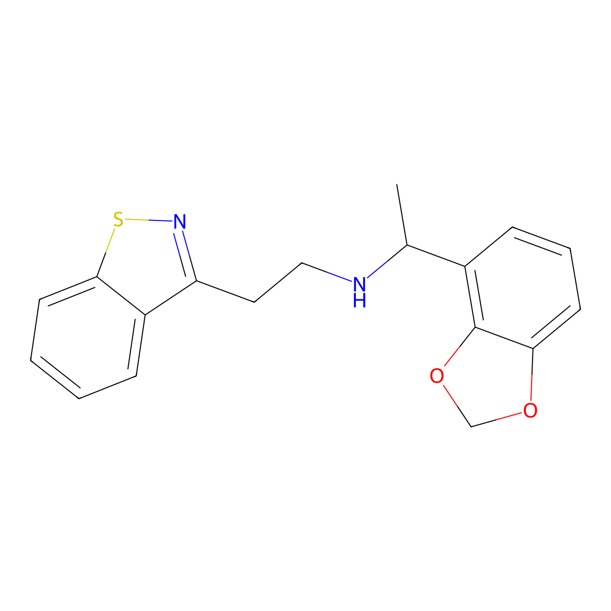 [(1R)-1-(1,3-dioxaindan-4-yl)ethyl][2-(1,2-benzothiazol-3-yl)ethyl]amine molecular structure, CAS 2866254-56-8