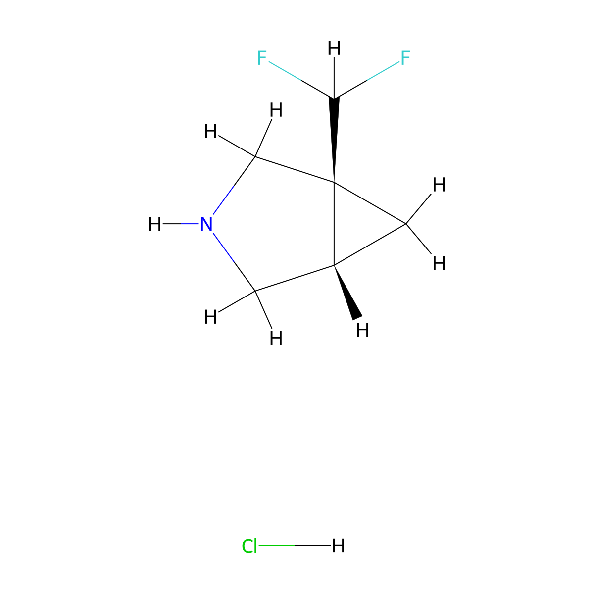 (1S,5S)-1-(difluoromethyl)-3-azabicyclo(3.1.0)hexane hydrochloride molecular structure, CAS 2866254-59-1