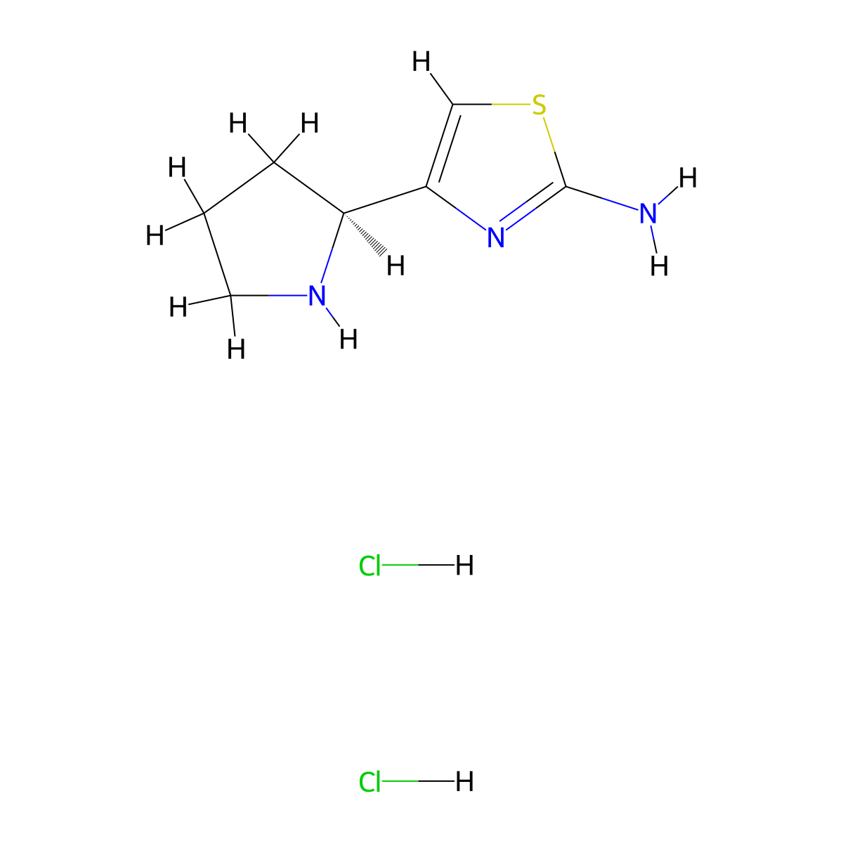 4-[(2S)-pyrrolidin-2-yl]-1,3-thiazol-2-amine dihydrochloride molecular structure, CAS 2866254-62-6