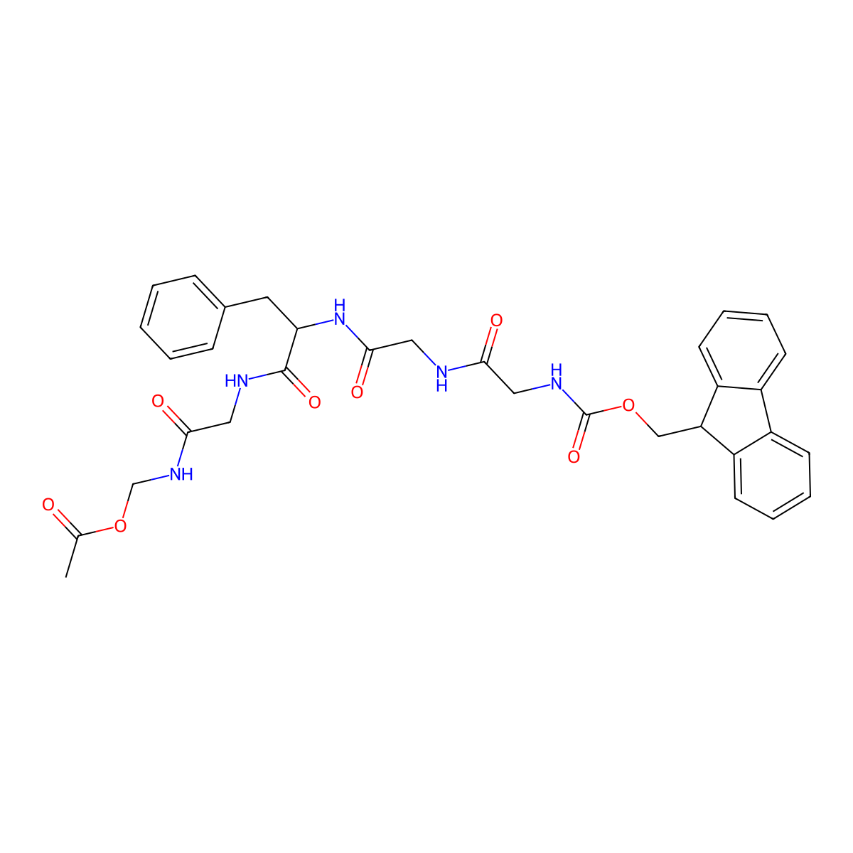 Fmoc-Gly-Gly-Phe-Gly-NH-CH2-O-CO-CH3 molecular structure, CAS 2866301-96-2