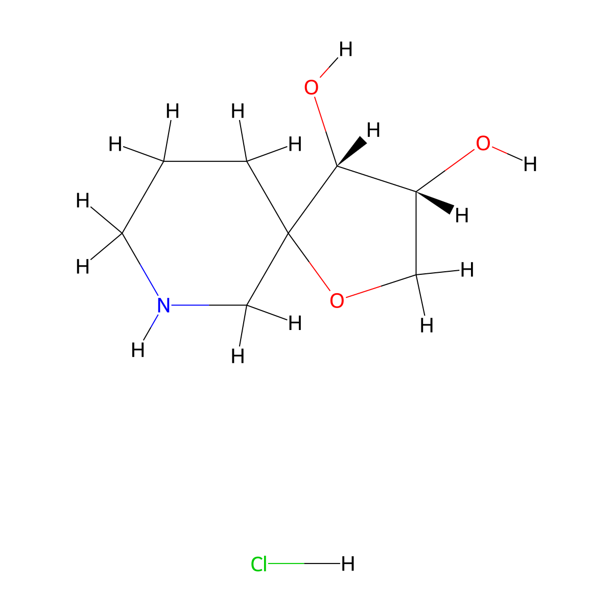 rac-(3R,4R)-1-oxa-7-azaspiro[4.5]decane-3,4-diol hydrochloride molecular structure, CAS 2866306-04-7