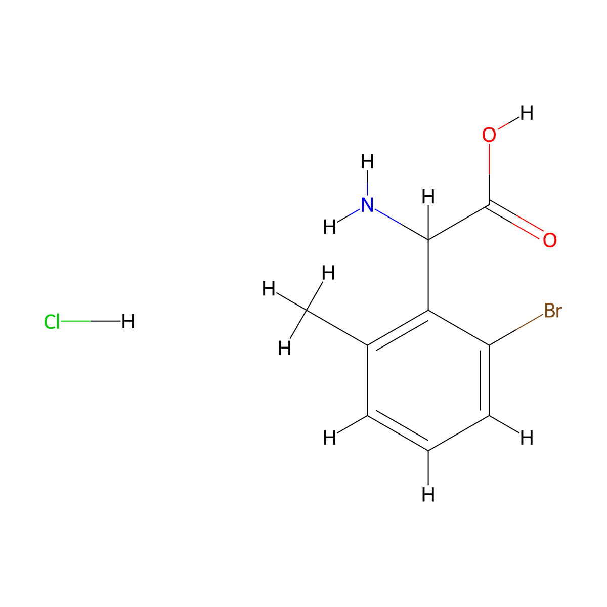 2-Amino-2-(2-bromo-6-methylphenyl)acetic acid hydrochloride molecular structure, CAS 2866306-92-3