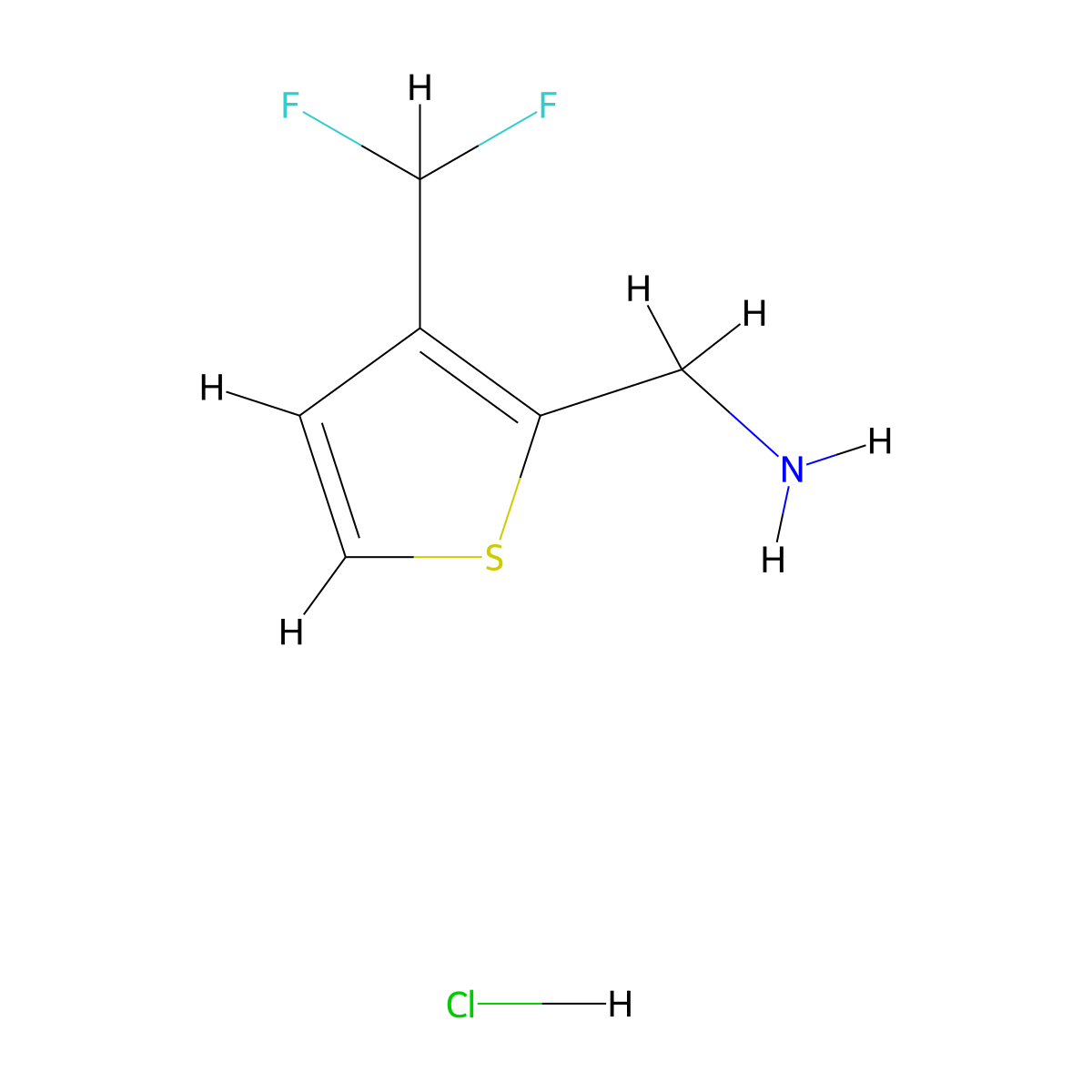 1-[3-(Difluoromethyl)thiophen-2-yl]methanamine hydrochloride molecular structure, CAS 2866307-02-8
