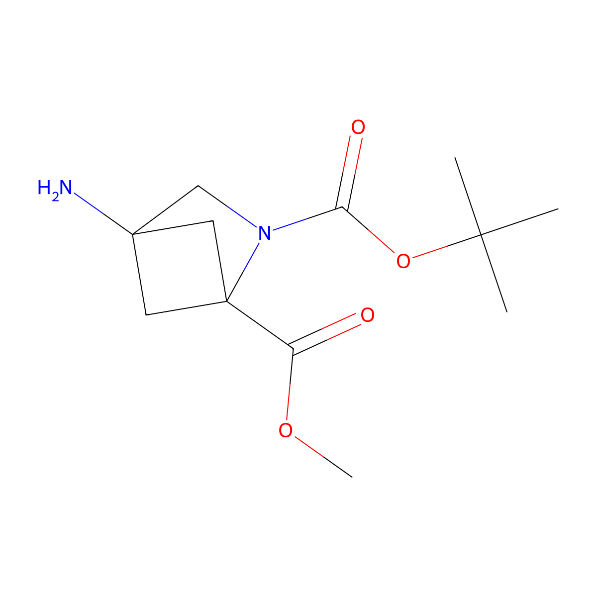 2-Tert-butyl 1-methyl 4-amino-2-azabicyclo[2.1.1]hexane-1,2-dicarboxylate molecular structure, CAS 2866307-08-4