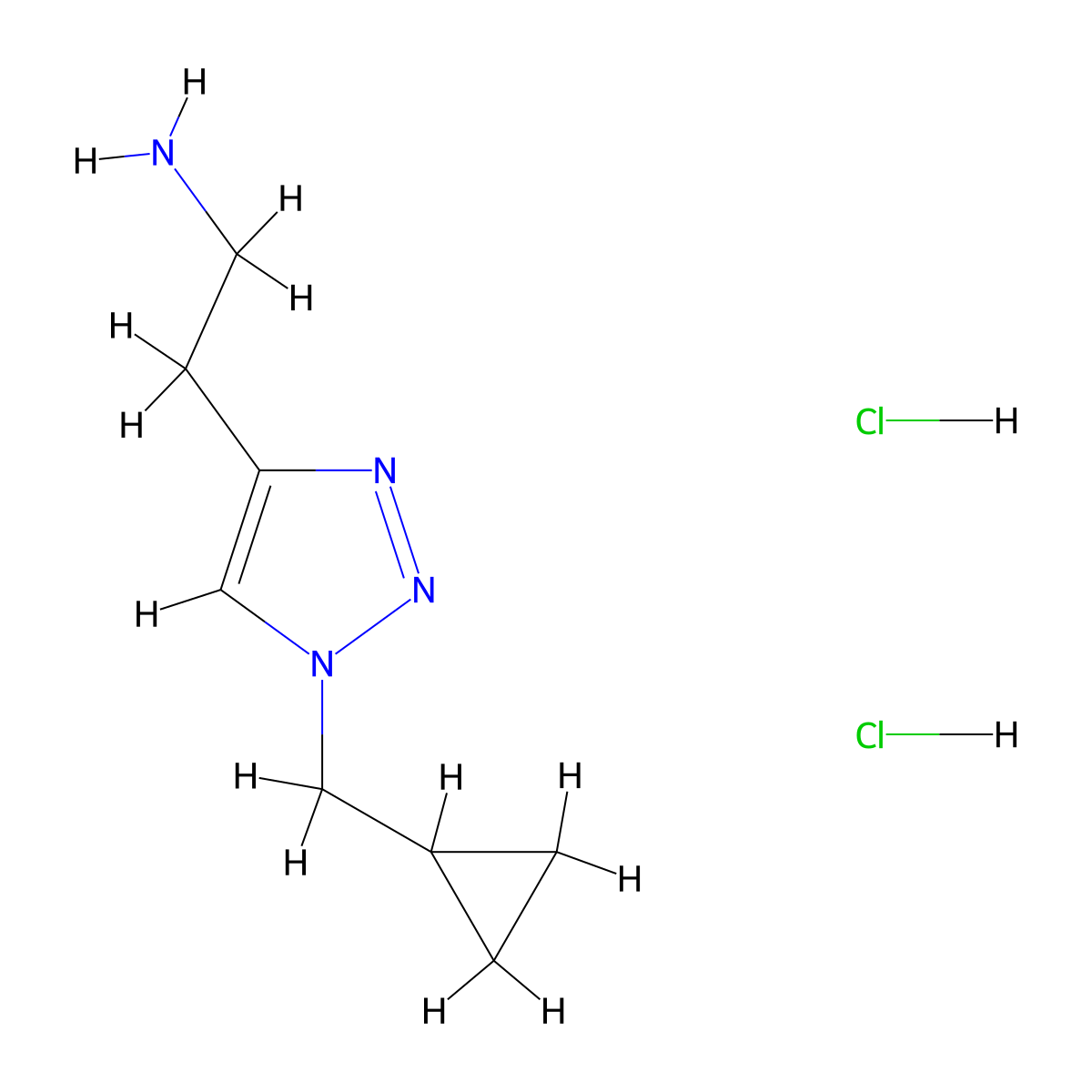 2-(1-(cyclopropylmethyl)-1H-1,2,3-triazol-4-yl)ethan-1-amine dihydrochloride molecular structure, CAS 2866307-11-9