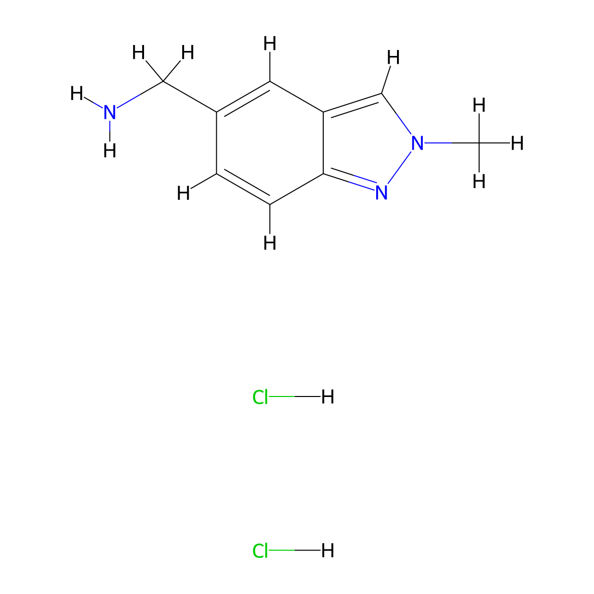 1-(2-methyl-2H-indazol-5-yl)methanamine dihydrochloride molecular structure, CAS 2866307-12-0