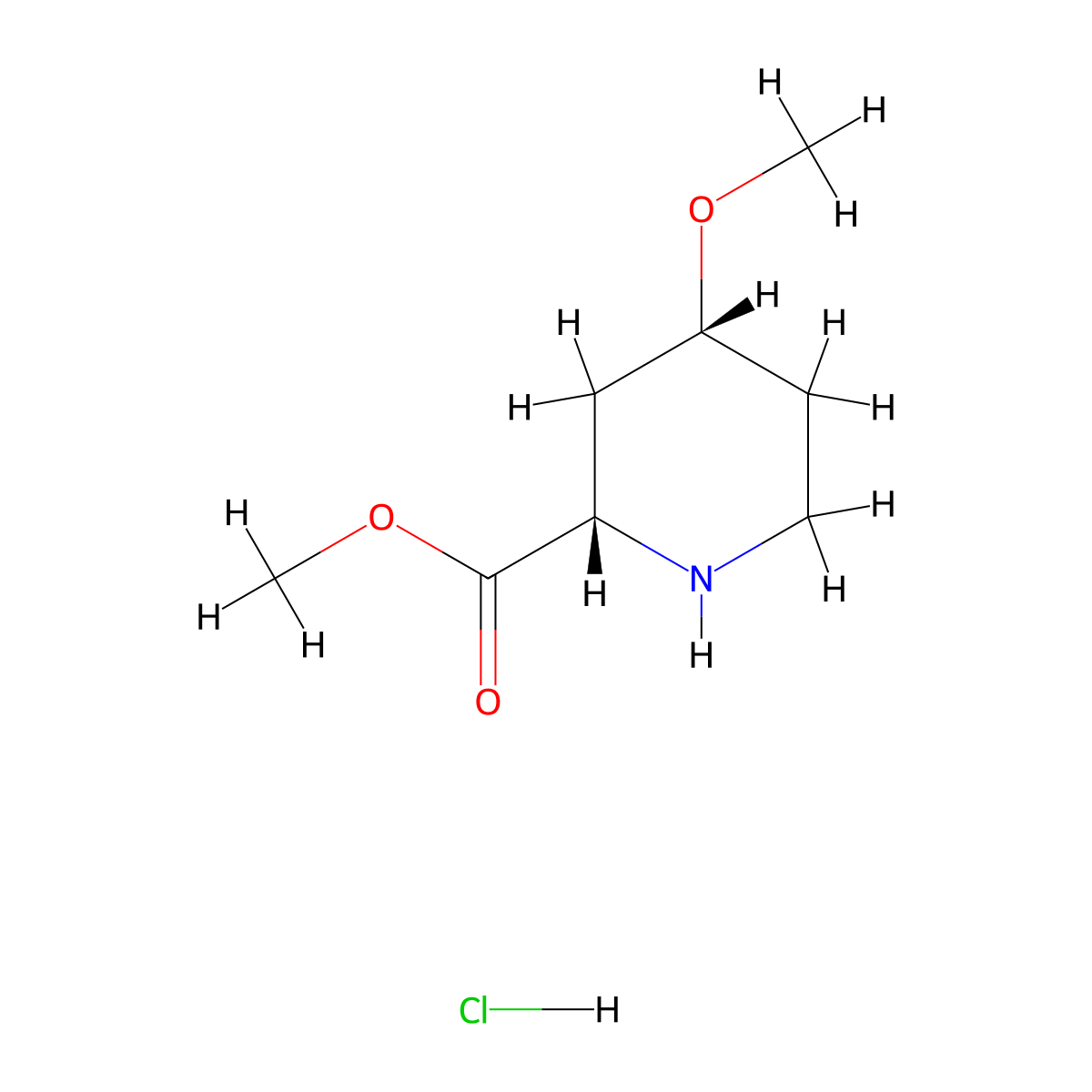 rac-methyl (2R,4S)-4-methoxypiperidine-2-carboxylate hydrochloride, cis molecular structure, CAS 2866307-15-3