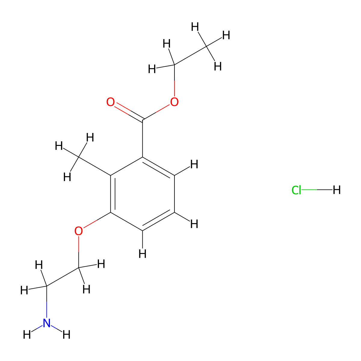 Ethyl 3-(2-aminoethoxy)-2-methylbenzoate hydrochloride molecular structure, CAS 2866307-24-4