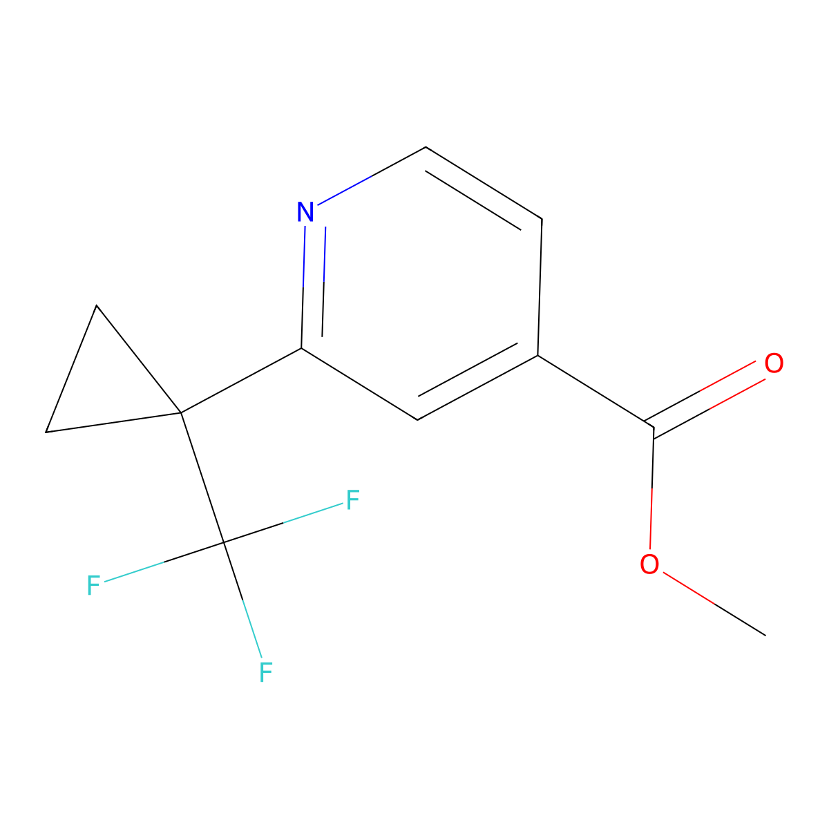 Methyl 2-[1-(trifluoromethyl)cyclopropyl]pyridine-4-carboxylate molecular structure, CAS 2866307-26-6
