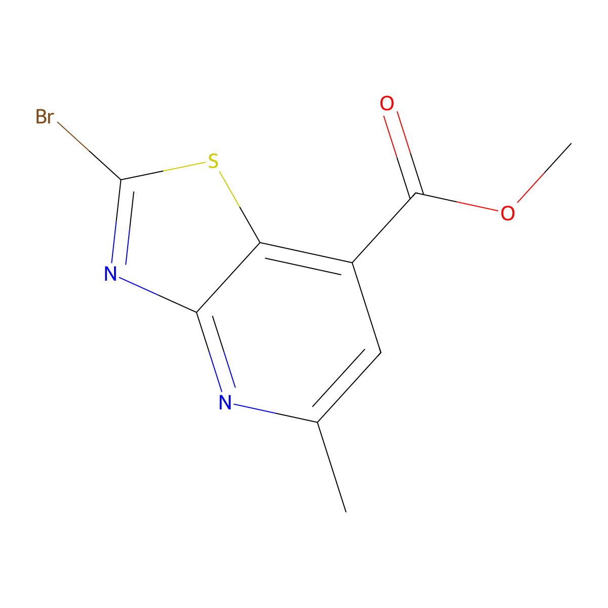 Methyl 2-bromo-5-methyl-[1,3]thiazolo[4,5-b]pyridine-7-carboxylate molecular structure, CAS 2866307-40-4