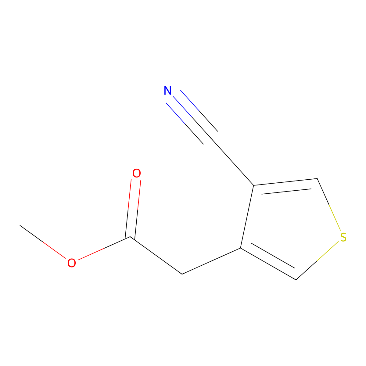Methyl 2-(4-cyanothiophen-3-yl)acetate molecular structure, CAS 2866307-45-9