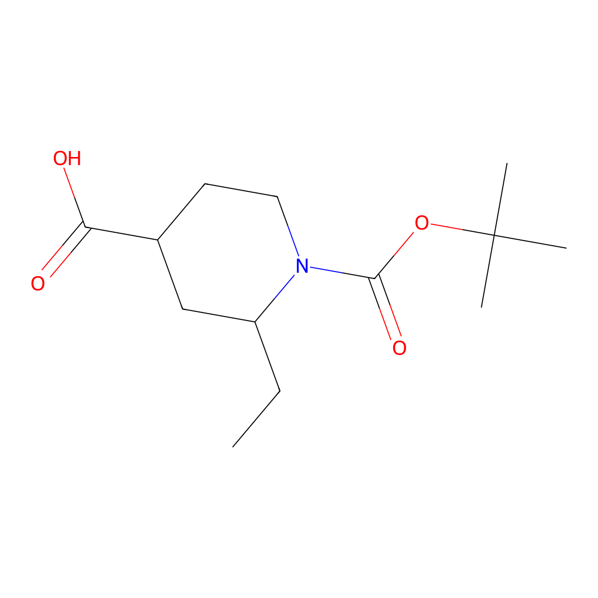 rac-(2R,4R)-1-[(tert-butoxy)carbonyl]-2-ethylpiperidine-4-carboxylic acid molecular structure, CAS 2866307-47-1
