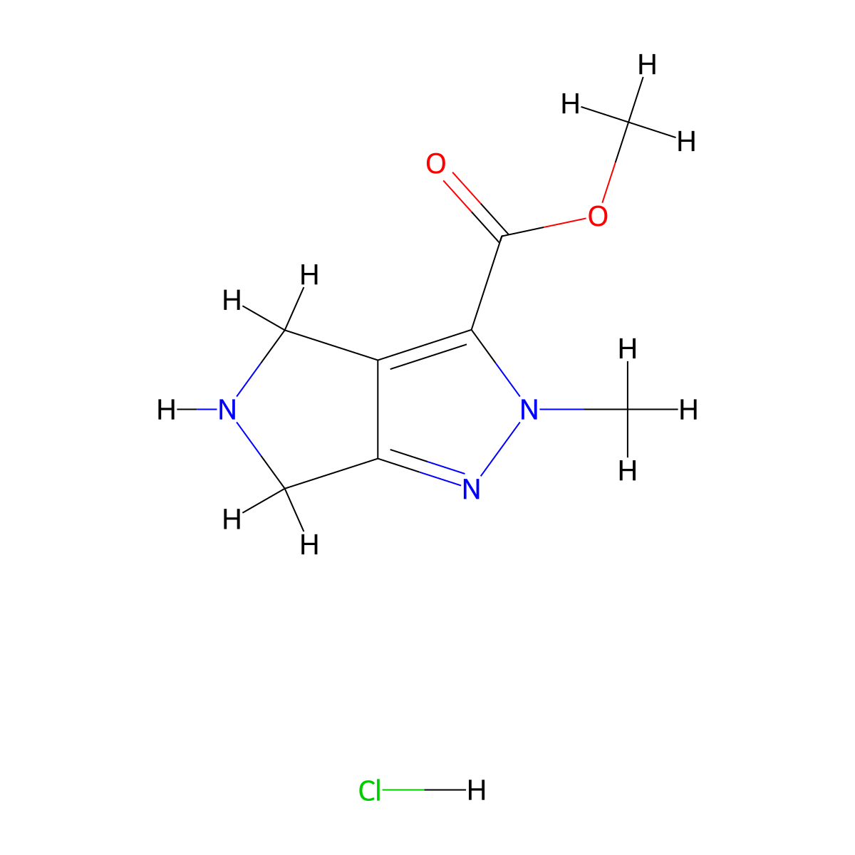 methyl 2-methyl-2H,4H,5H,6H-pyrrolo[3,4-c]pyrazole-3-carboxylate hydrochloride molecular structure, CAS 2866307-49-3