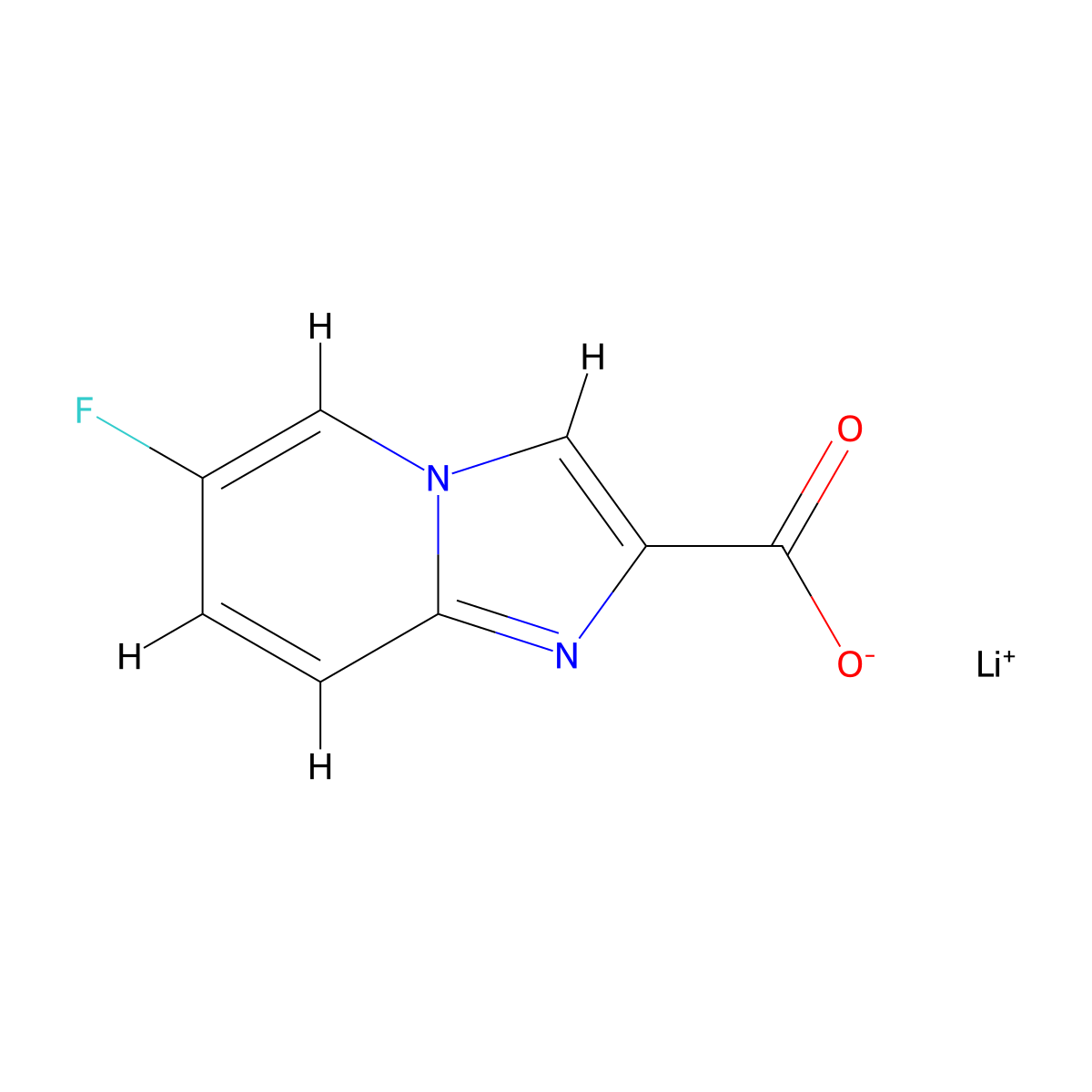 Lithium(1+) 6-fluoroimidazo(1,2-a)pyridine-2-carboxylate molecular structure, CAS 2866307-53-9