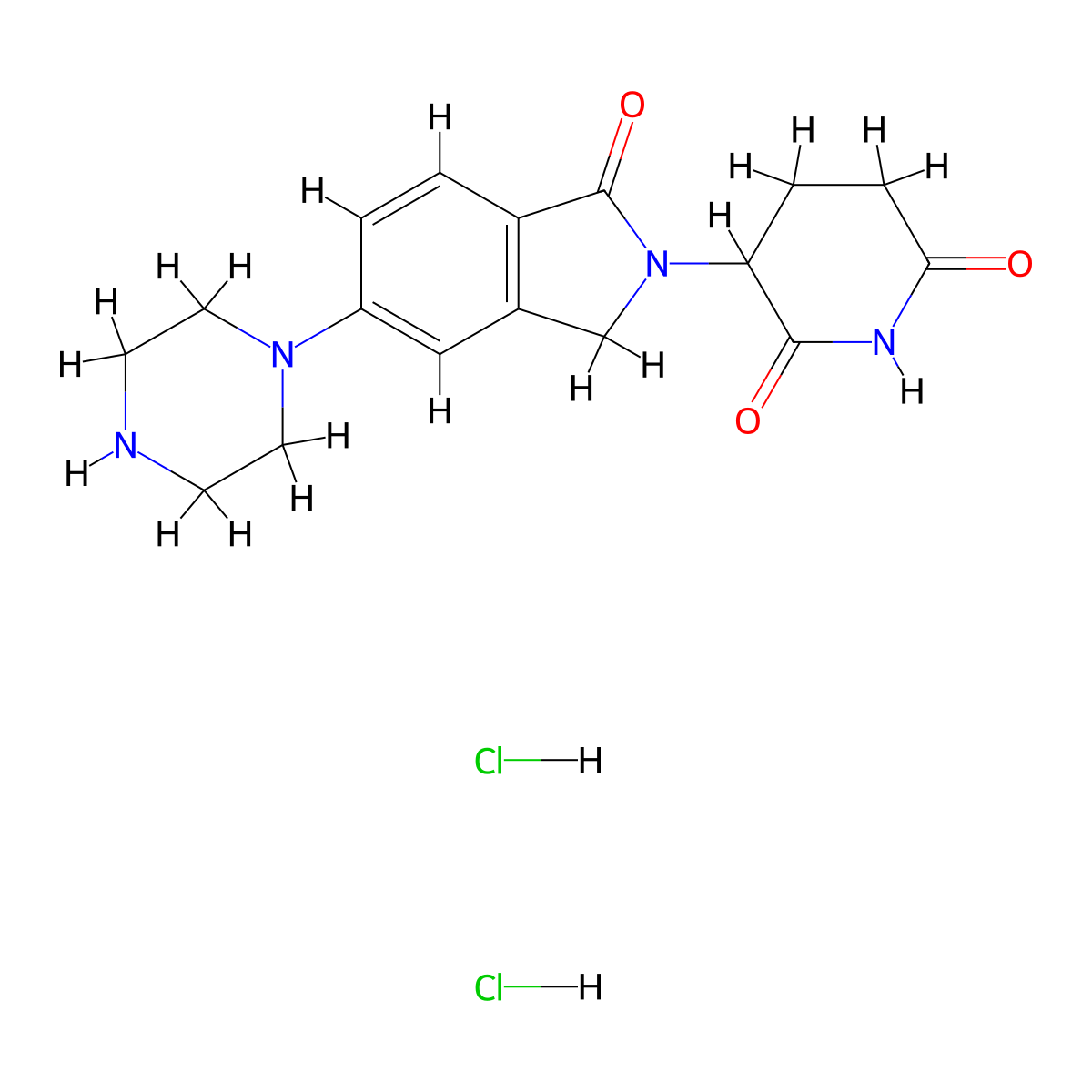 3-[1-oxo-5-(piperazin-1-yl)-2,3-dihydro-1H-isoindol-2-yl]piperidine-2,6-dione dihydrochloride molecular structure, CAS 2866307-57-3